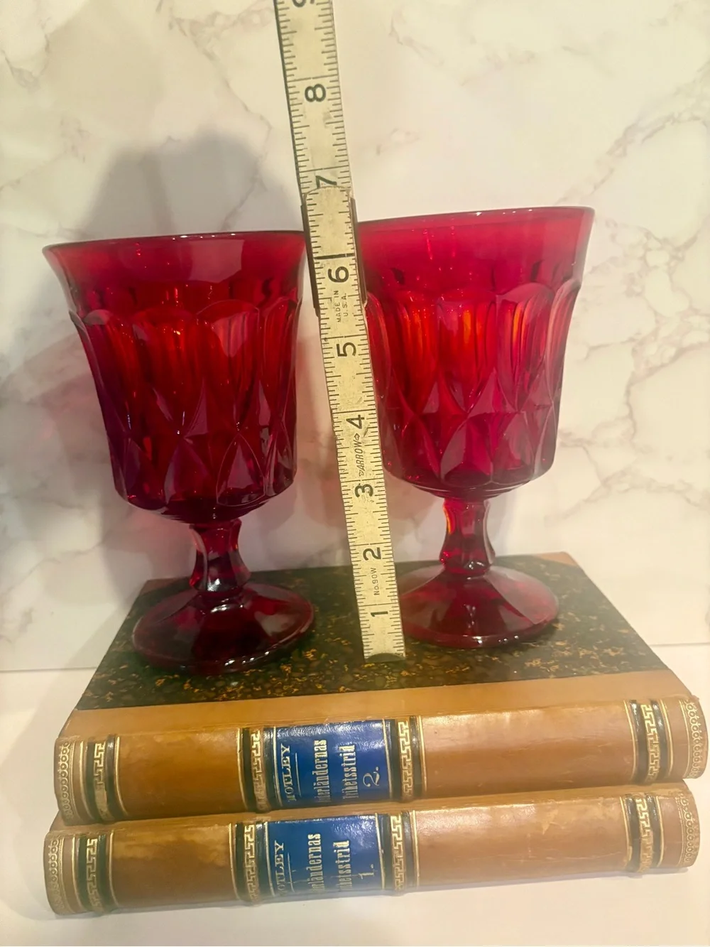 Pair of Vintage Noritake Perspective Red Goblets